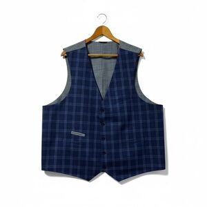 Oak Hill Vest Men's 2XL Blue Button Front Poly Viscose Big & Tall